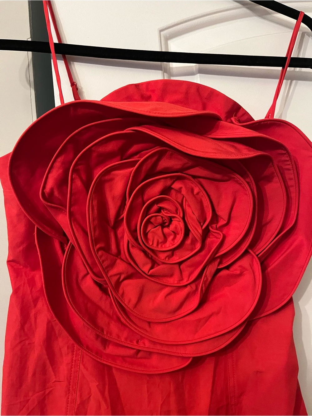 NWT FARM Rio Red Rose Applique Spaghetti-Strap Mini Dress - Picture 6 of 9